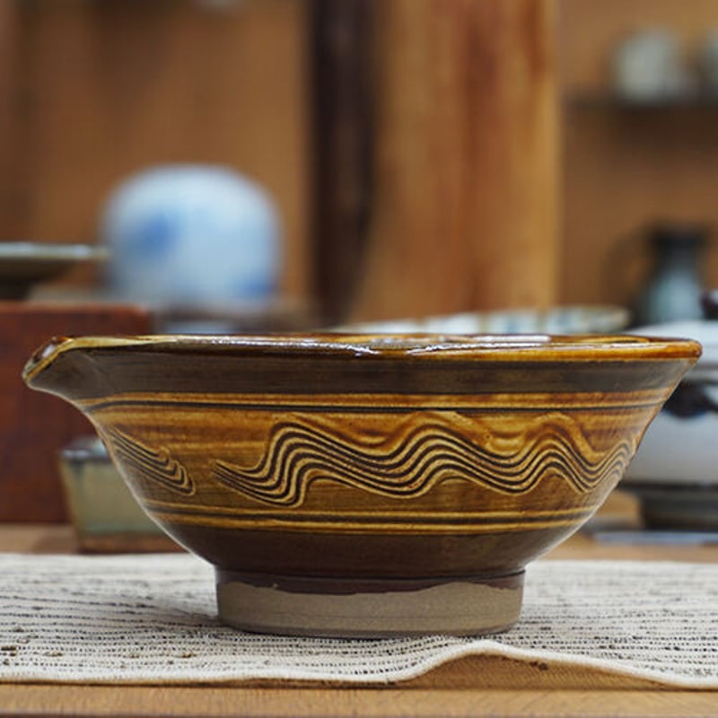 焼締片口櫛目大鉢 和食器 小鹿田焼 黒木昌伸窯 中 すり鉢 15cm 櫛目 飴 | うつわの