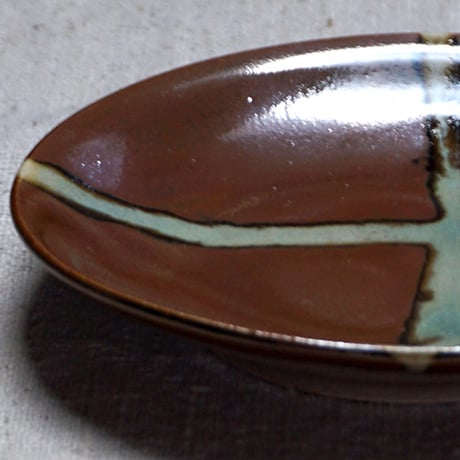 和食器 益子焼 小皿 12cm 柿釉 十字紋