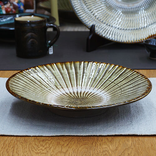 和食器 小鹿田焼 黒木昌伸窯 大皿 24cm 刷毛目 緑 | うつわの店