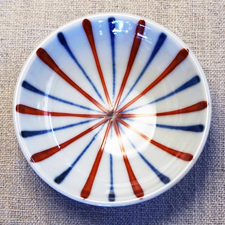 和食器 砥部焼 梅山窯 豆皿 9cm 放射線