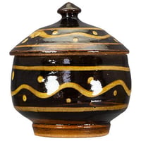 和食器 布志名焼 湯町窯 蓋物 8cm 黄釉 濃茶