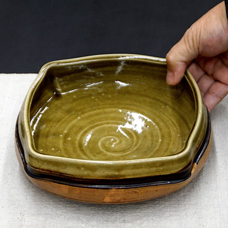 和食器 伊賀焼 殿白窯 浅角 大鉢 21cm 焼締 灰釉 | うつわの店