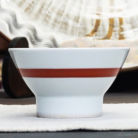 和食器 砥部焼 梅山窯 茶碗 小 11cm 朱線