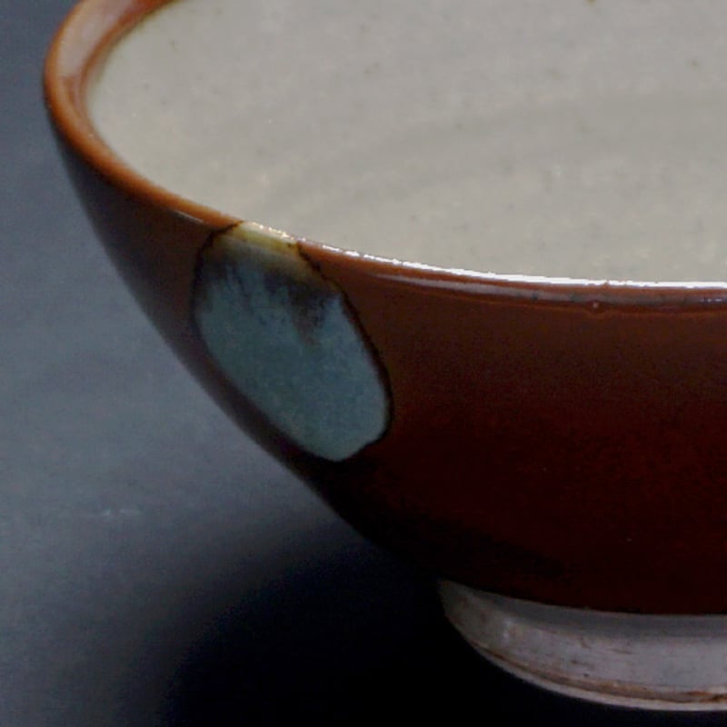 和食器 益子焼 茶碗 中 12cm 柿釉 青流し | うつわの店 クラフトなかつか