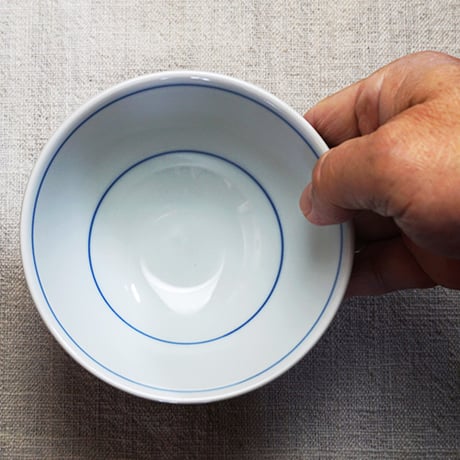 和食器 砥部焼 梅山窯 茶碗 大 12cm 赤線 三つ葉