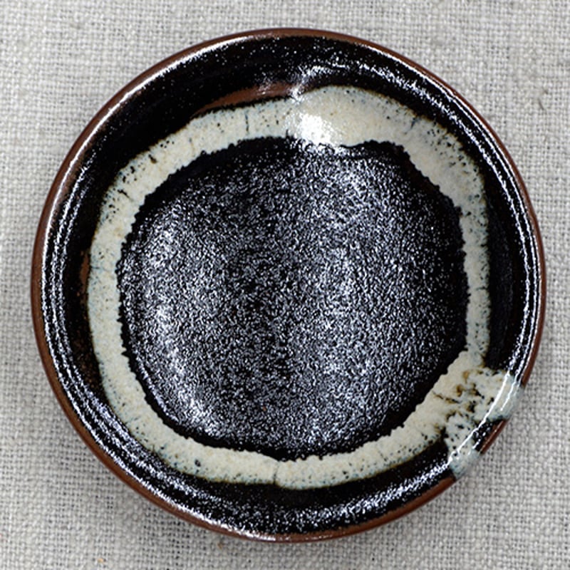 和食器 龍門司焼 豆皿 9cm 黒釉白流 | うつわの店 クラフトなかつか