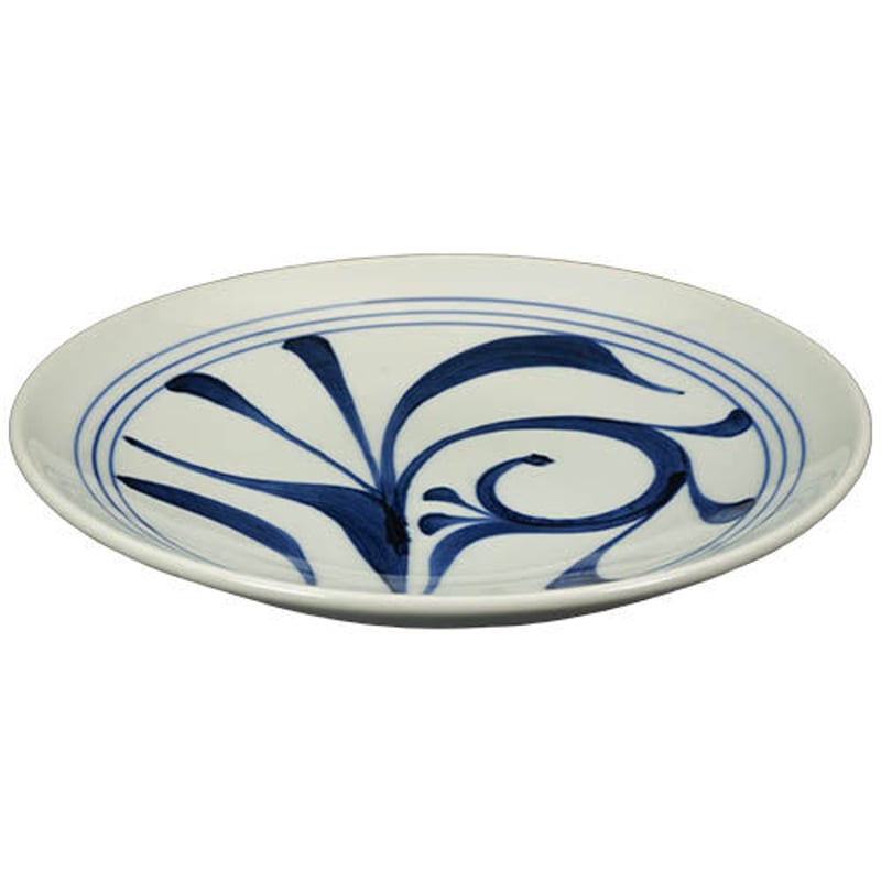 和食器 砥部焼 梅山窯 大皿 21cm 呉須 一つ唐草 | うつわの店 クラフト