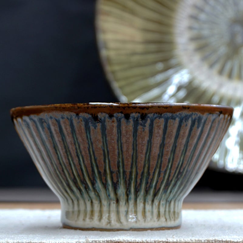 和食器 布志名焼 湯町窯 茶碗 大 11.5cm しのぎ 海鼠釉 | うつわの店