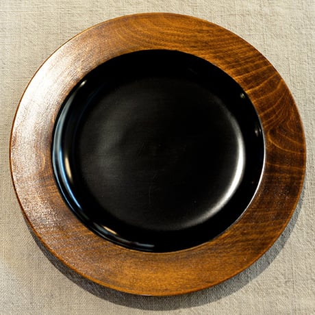 漆器 木の器 カラー プレート 21cm ブラック
