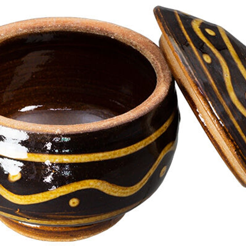 和食器 布志名焼 湯町窯 蓋物 8cm 黄釉 濃茶 | うつわの店