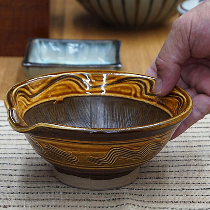 和食器 小鹿田焼 黒木昌伸窯 中 すり鉢 15cm 櫛目 飴 | うつわの店