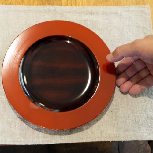 漆器 平皿 直径約21cm 香川高松 手作りの木製ボウル - 2個セット