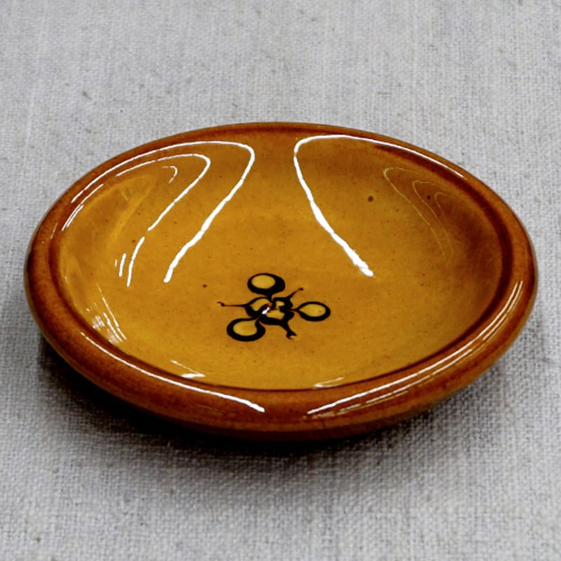 和食器 布志名焼 湯町窯 豆皿 9cm 花紋濃茶 黄釉 | うつわの店
