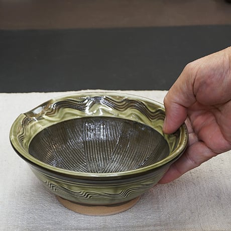 和食器 小鹿田焼 黒木昌伸窯 中 すり鉢 15cm 櫛目 緑