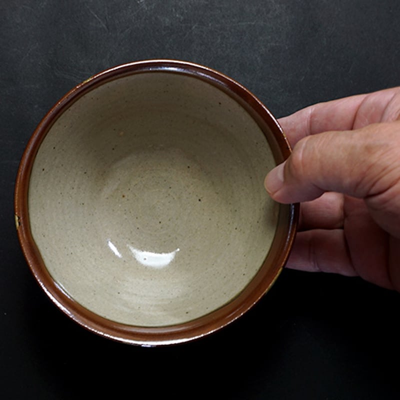 和食器 益子焼 茶碗 中 12cm 柿釉 青流し | うつわの店 クラフトなかつか