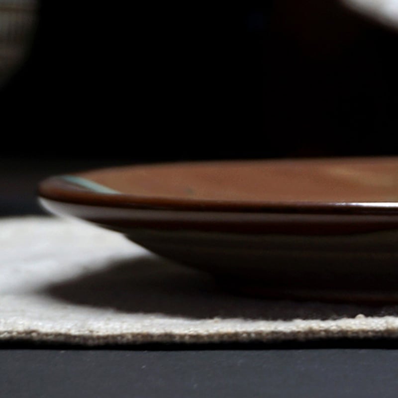 和食器 益子焼 大皿 18cm 柿釉 十字紋 | うつわの店 クラフトなかつか