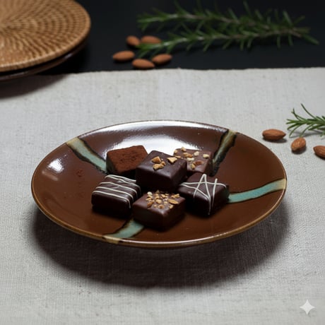 和食器 益子焼 小皿 12cm 柿釉 十字紋