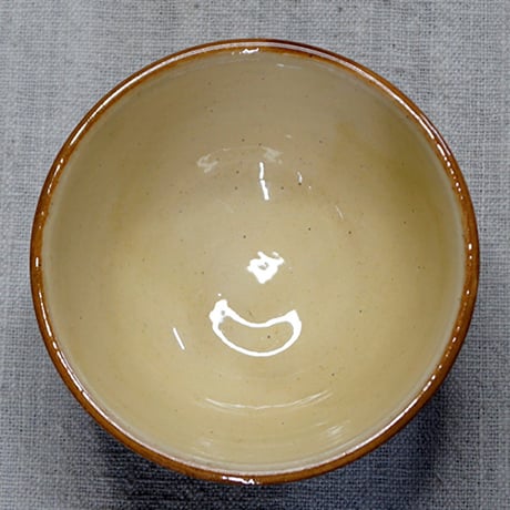 和食器 布志名焼 湯町窯 茶碗 小 10.5cm 浪紋黄釉 淡茶