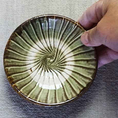 和食器 小鹿田焼 黒木昌伸窯 小皿 12cm 刷毛目 緑