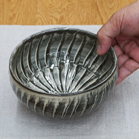 和食器 小鹿田焼 黒木昌伸窯 深 中鉢 15cm 刷毛目 白