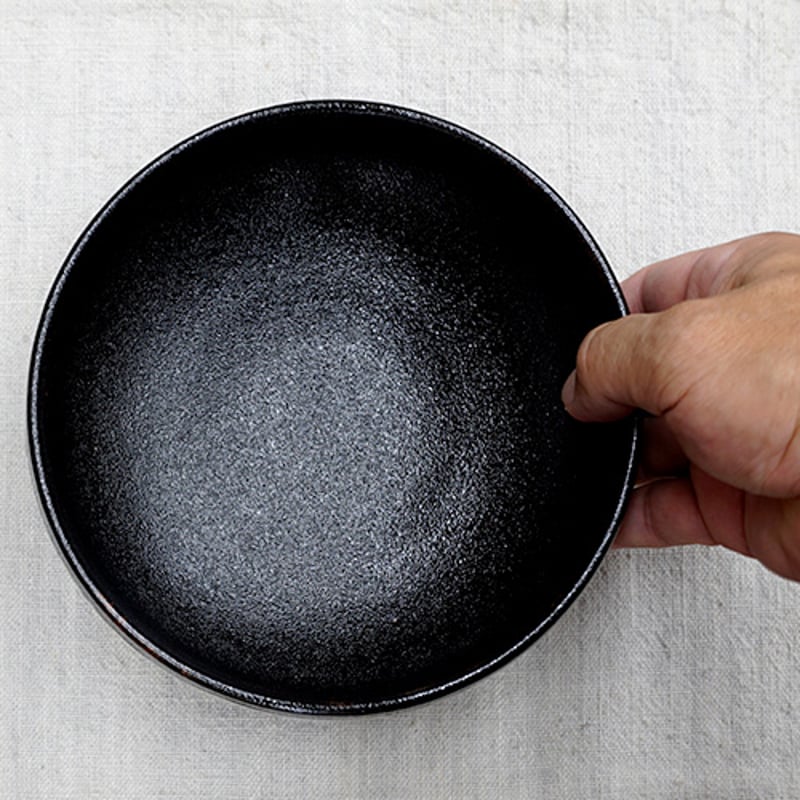 和食器 龍門司焼 大鉢 17cm 黒釉白流 | うつわの店 クラフトなかつか