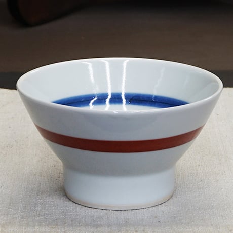 和食器 砥部焼 梅山窯 茶碗 小 11cm 朱線