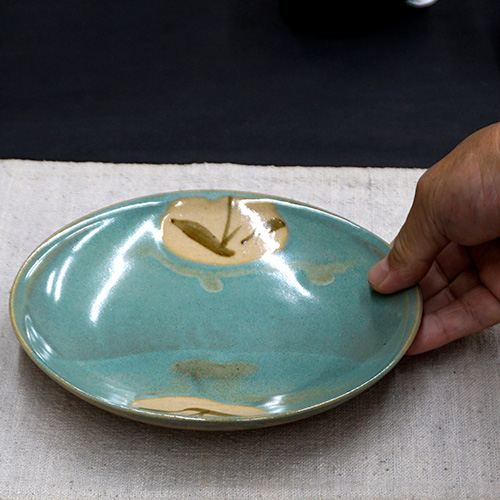 大皿　銘々皿　民芸　益子焼？　グレー　深皿　計10枚セット　丸紋　笹紋 大皿 銘々皿 民芸 益子焼？ グレー 深皿 計10枚セット 丸紋 笹紋 大皿