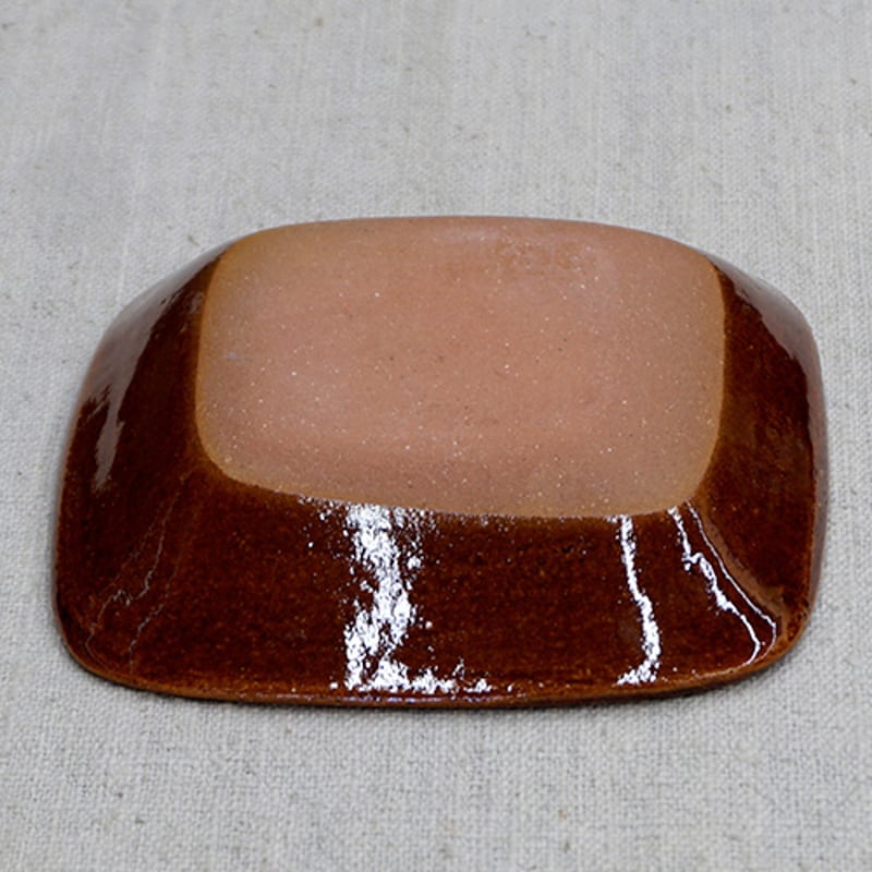 和食器 布志名焼 湯町窯 角 小皿 12cm 渦紋濃茶 黄釉 | うつわの店