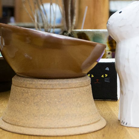 布志名焼 袖師窯 お手入れ簡単 猫 のお 茶碗 12cm 茶