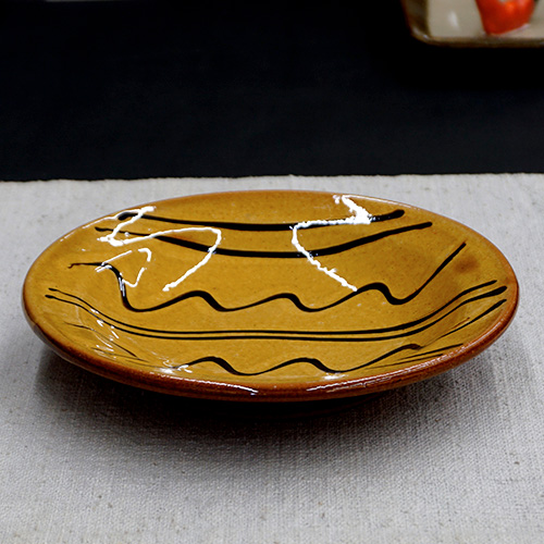 和食器 布志名焼 湯町窯 中皿 15cm 浪紋濃茶 黄釉 | うつわの店