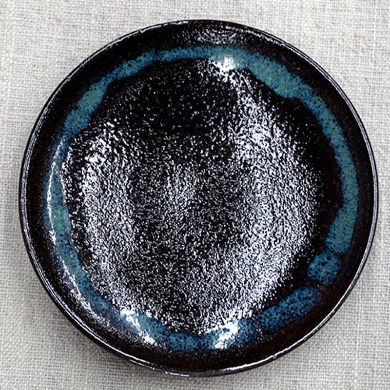 和食器 龍門司焼 小皿 12cm 黒釉青流 | うつわの店 クラフトなかつか