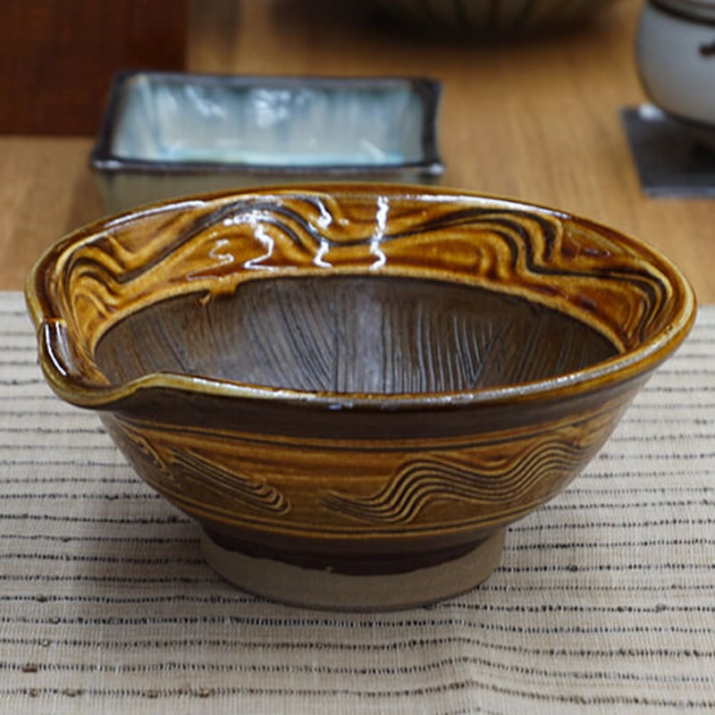 和食器 小鹿田焼 黒木昌伸窯 中 すり鉢 15cm 櫛目 飴 | うつわの店