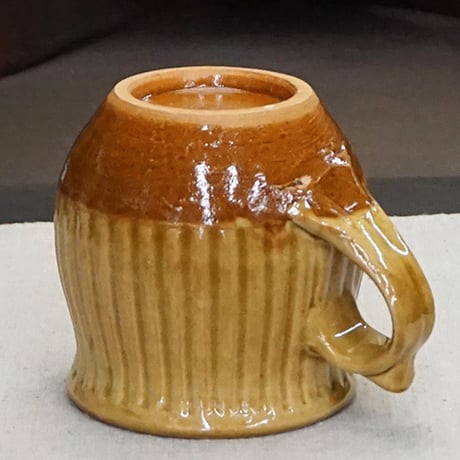 和食器 布志名焼 湯町窯 マグカップ 200cc 縦しのぎ 黄釉