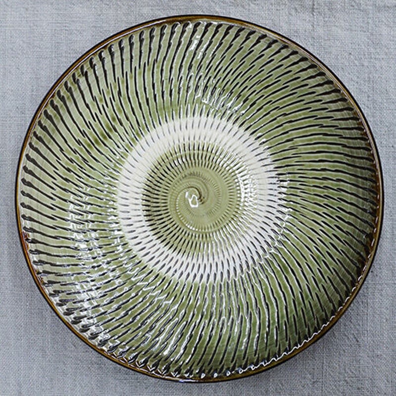 和食器 小鹿田焼 黒木昌伸窯 大皿 21cm 飛び鉋 緑 | うつわの店