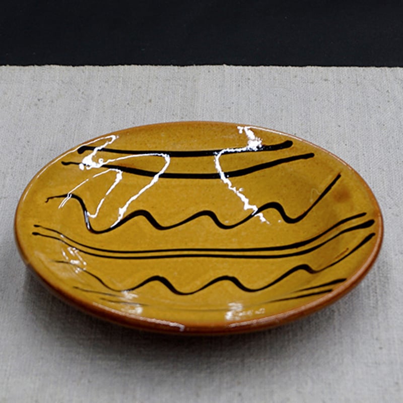 和食器 布志名焼 湯町窯 中皿 15cm 浪紋濃茶 黄釉 | うつわの店