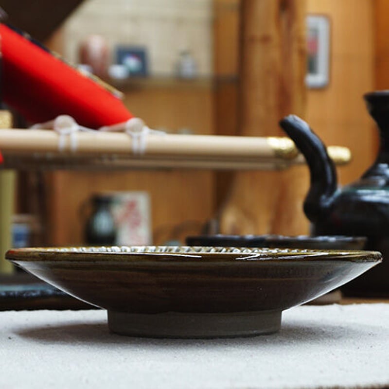 和食器 小鹿田焼 黒木昌伸窯 中皿 15cm 飛び鉋 緑 | うつわの店