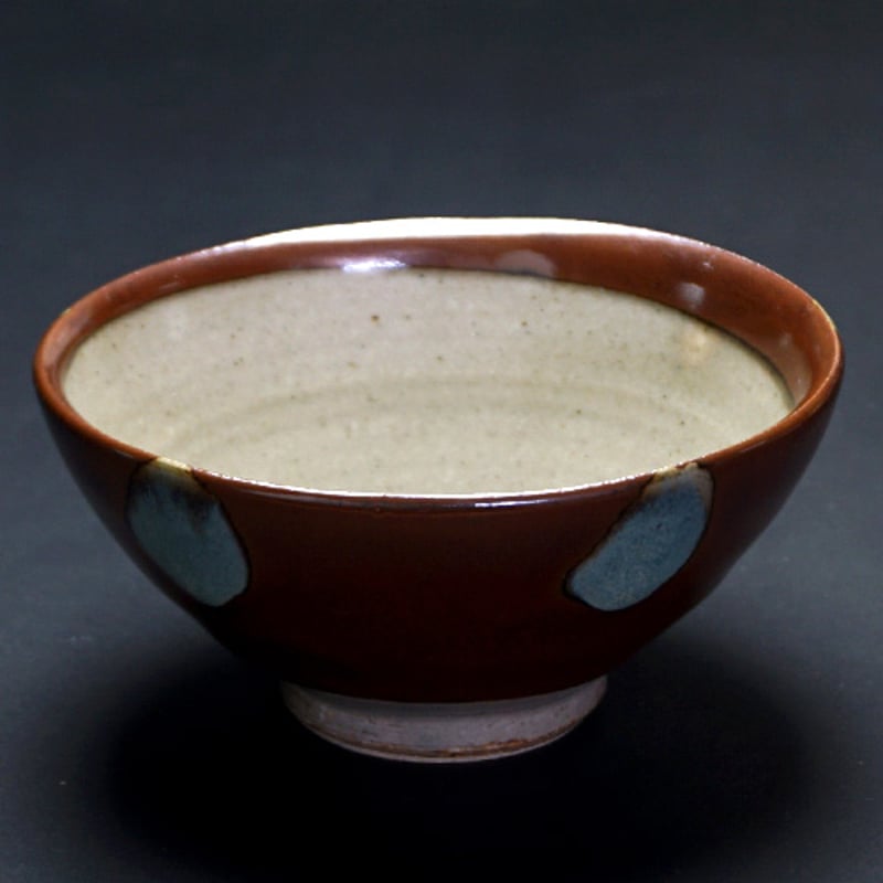 和食器 益子焼 茶碗 中 12cm 柿釉 青流し | うつわの店 クラフトなかつか