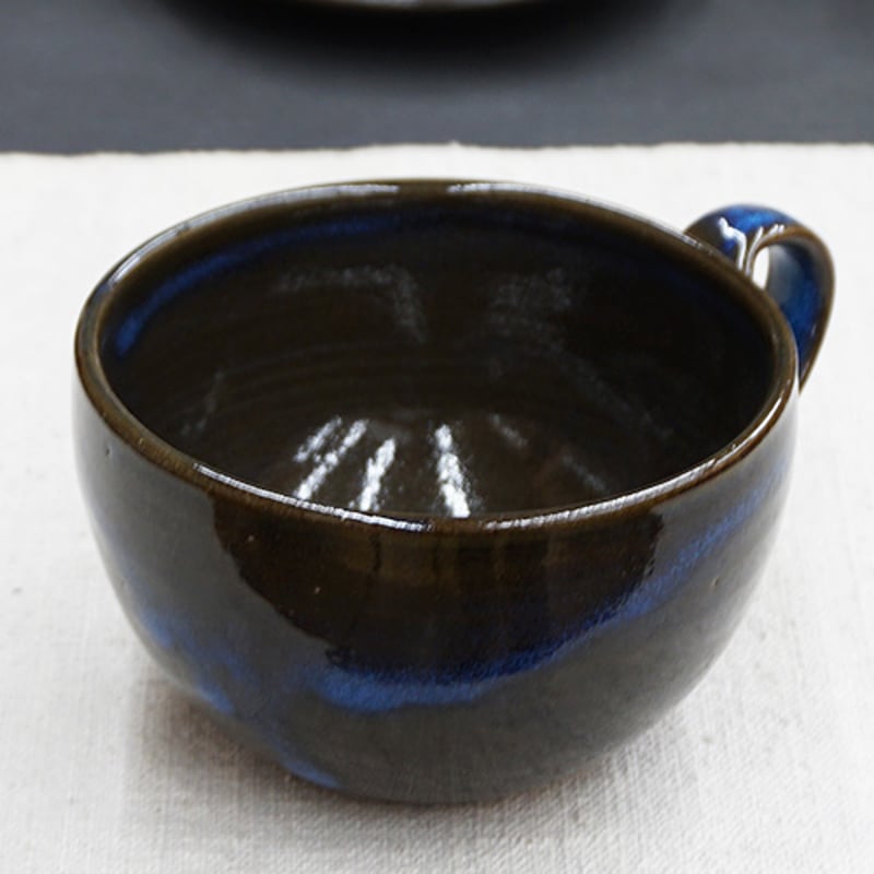 布志名焼 湯町窯 民芸 スープカップ ペア スリップウェア（検:船木研児） 布志名焼 湯町窯 民芸 スープカップ ペア スリップウェア（検:船木研児