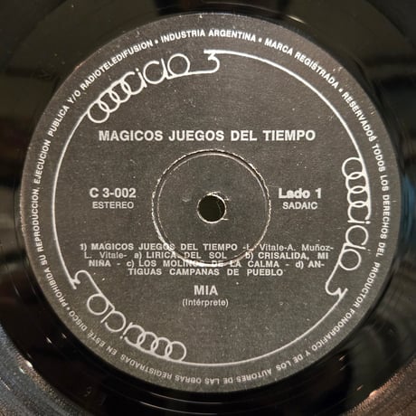 (LP )MIA/MAGICOS JUEGOS DEL TIEMPO 1977 ARGENTINA ORIGINAL 状態良好