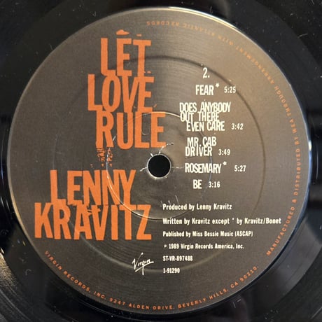 (LP) LENNY KRAVITZ /LET  LOVE RULE 1989 US ORIG 状態良好　NM