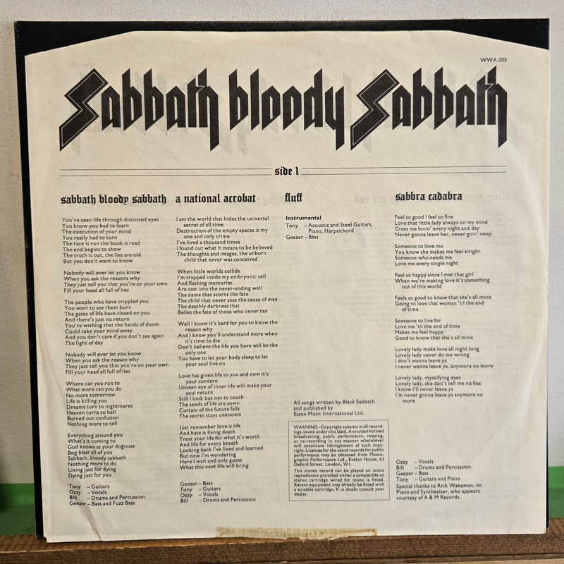 LP )BLACK SABBATH/SABBATH BLOODY SABBATH 73UK