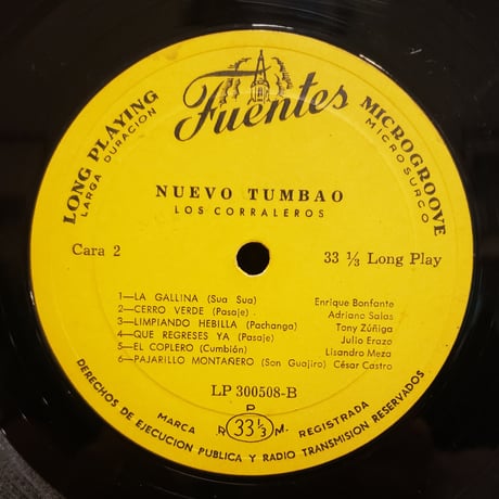 (LP)LOS CORRLEROS/ NUEVO TUMBAO 1969 COLOMBIA ORIG 1ST PRESS  状態良好 中古盤