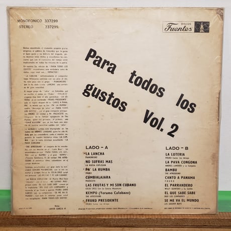 (LP)V.A/ PARA TODOS LOS GUSTOS VOL.2 70s COLOMBIA🇨🇴ORIG TOP RARE CUMBIA VINTAGE VINYL