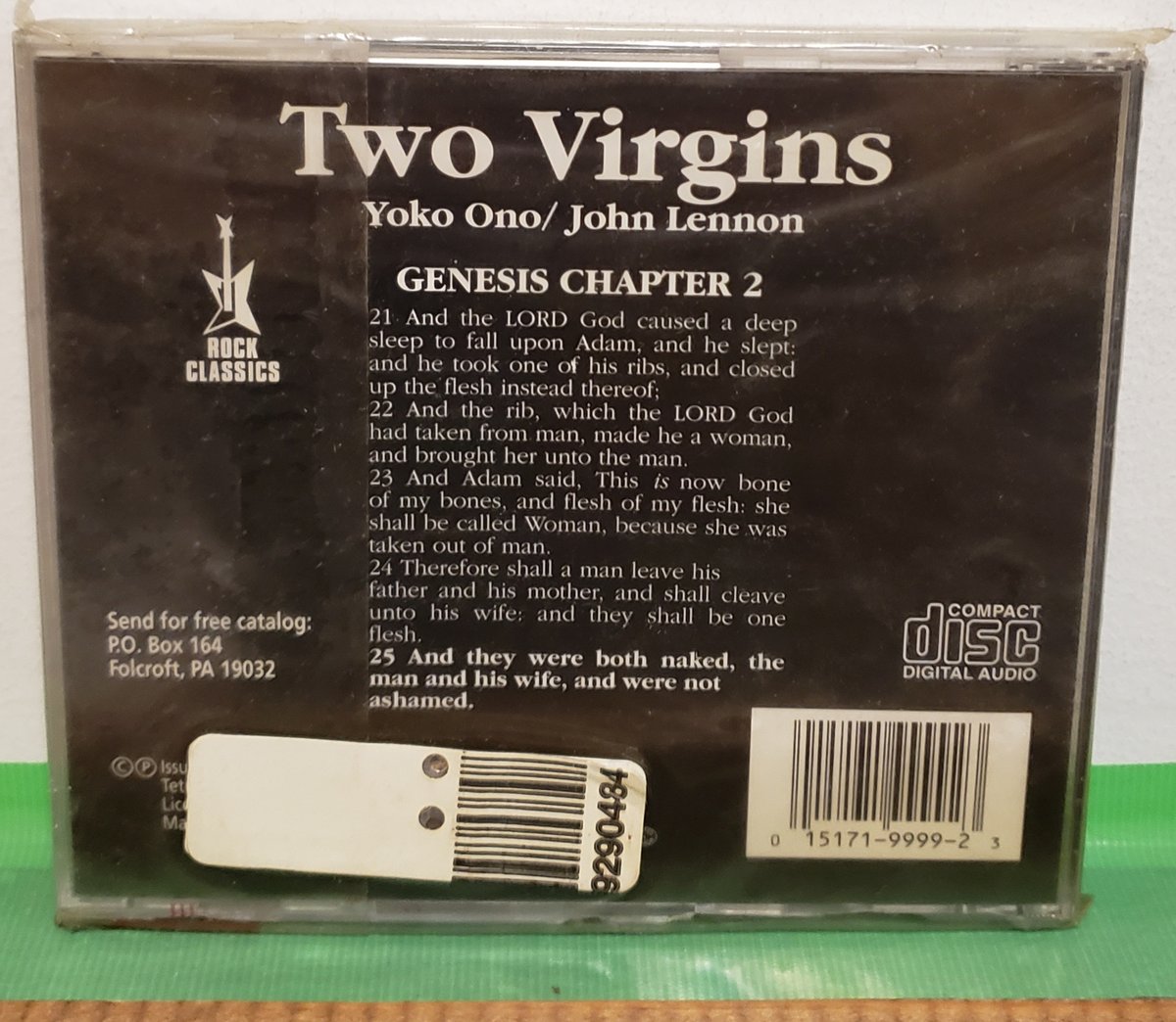 ジョン&ヨーコ2枚組CD 旧規格　未開封　新品 CD ) YOKO ONO/JOHN LENNON TWO VIRGINS 91US 新品未