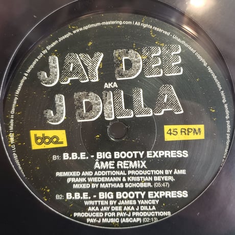(12EP )JAY DEE aka J DALLA B.B.E BIG BOOTY EXPRESS 9/16発売 UK 限定 新品未開封シールド盤