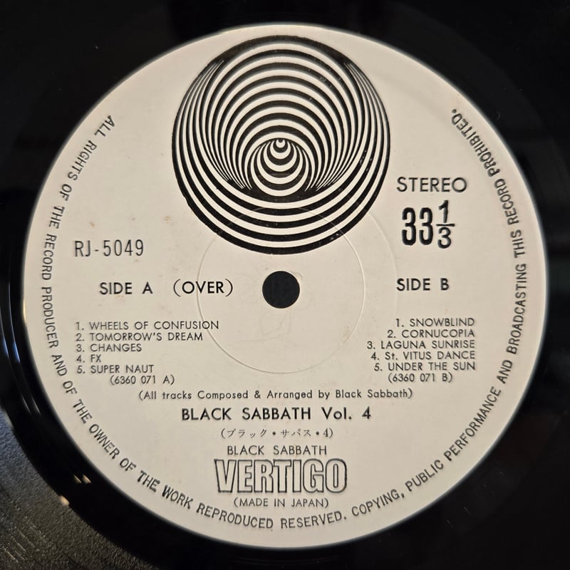 LP )BLACK SABBATH/VOL.4 72年JAPAN 初回LP 状態良好 | S