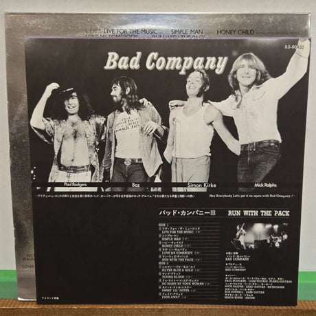 (LP )BAD COMPANY /RUN WITH THE RUN -THIRD  1976JAP 白ラベル見本盤　帯付　状態良好