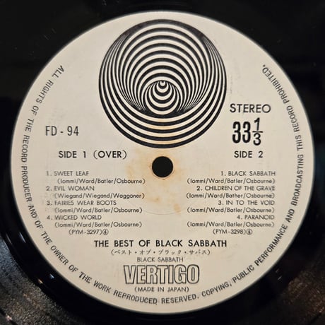 (LP )BLACK SABBATH /THE BEST OF ～TOP RARE  70s JAPAN ORIGINAL LP 稀少 状態良好