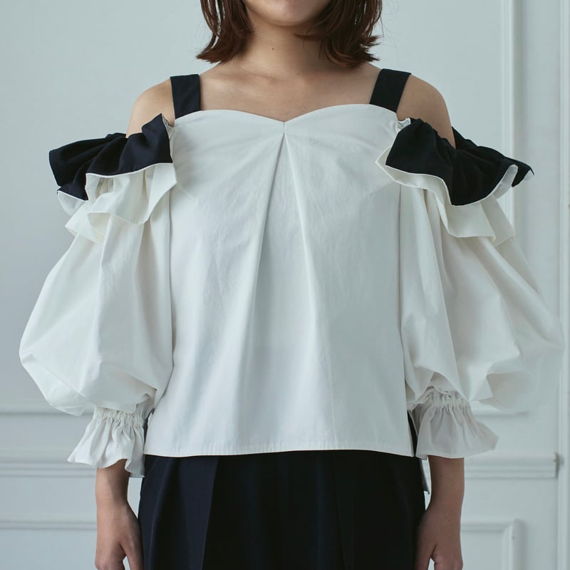 RICO リコ Bonbon blouse ホワイト Fサイズ Square frill ribbon blouse【beige】 – BUNNY APARTMENT