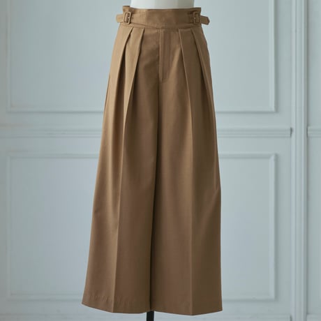 Wide tuck pants S size (camel)